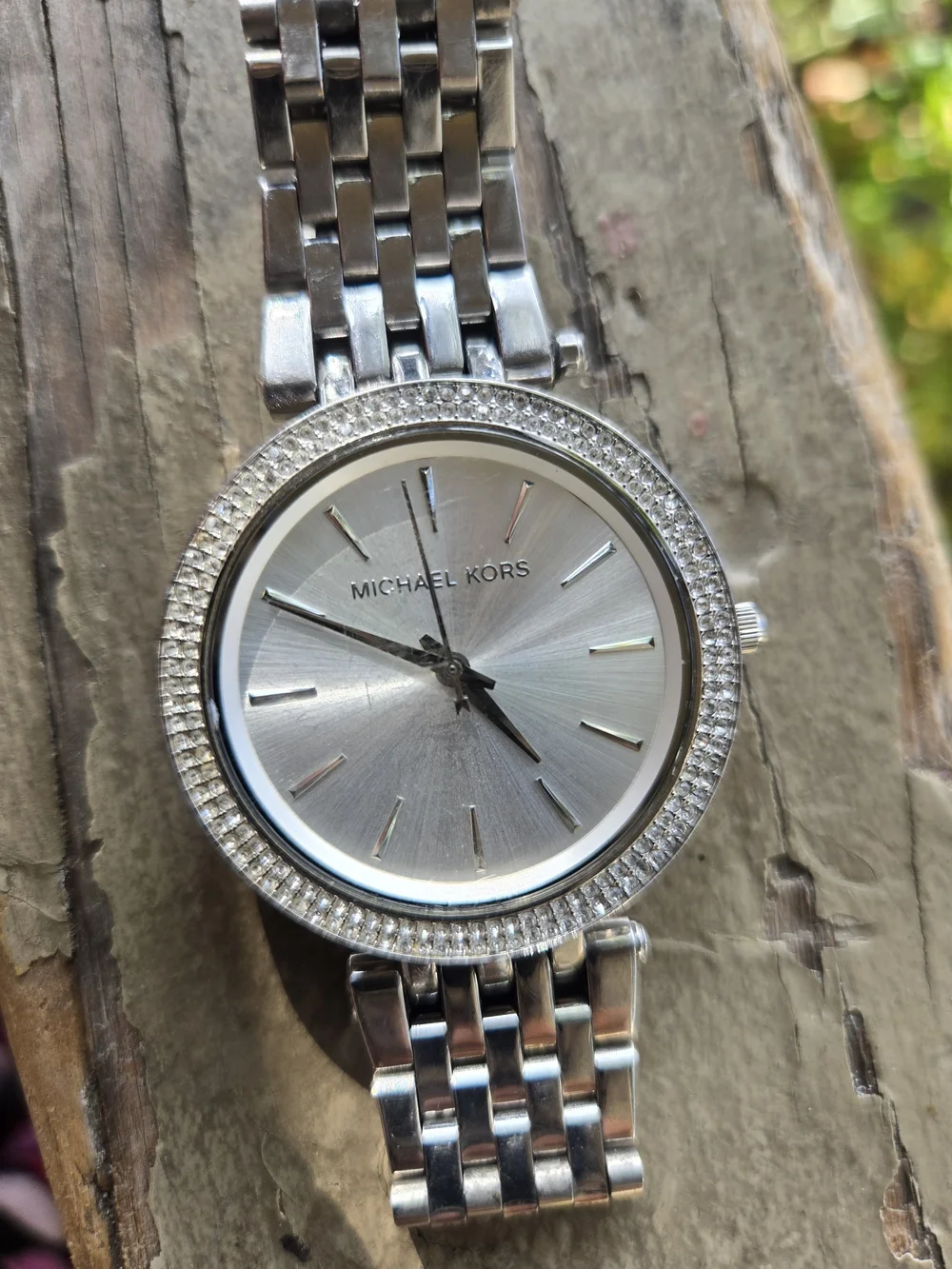 Michael Kors Silver Crystal-Trim Stainless Steel Watch